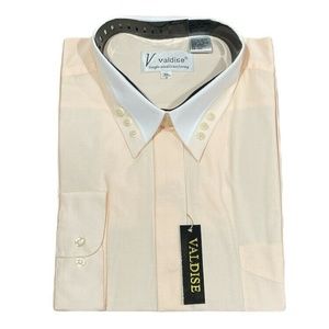 Valdise Collection Dress Shirt Peach/White w/ Tie Size Medium Long Sleeve